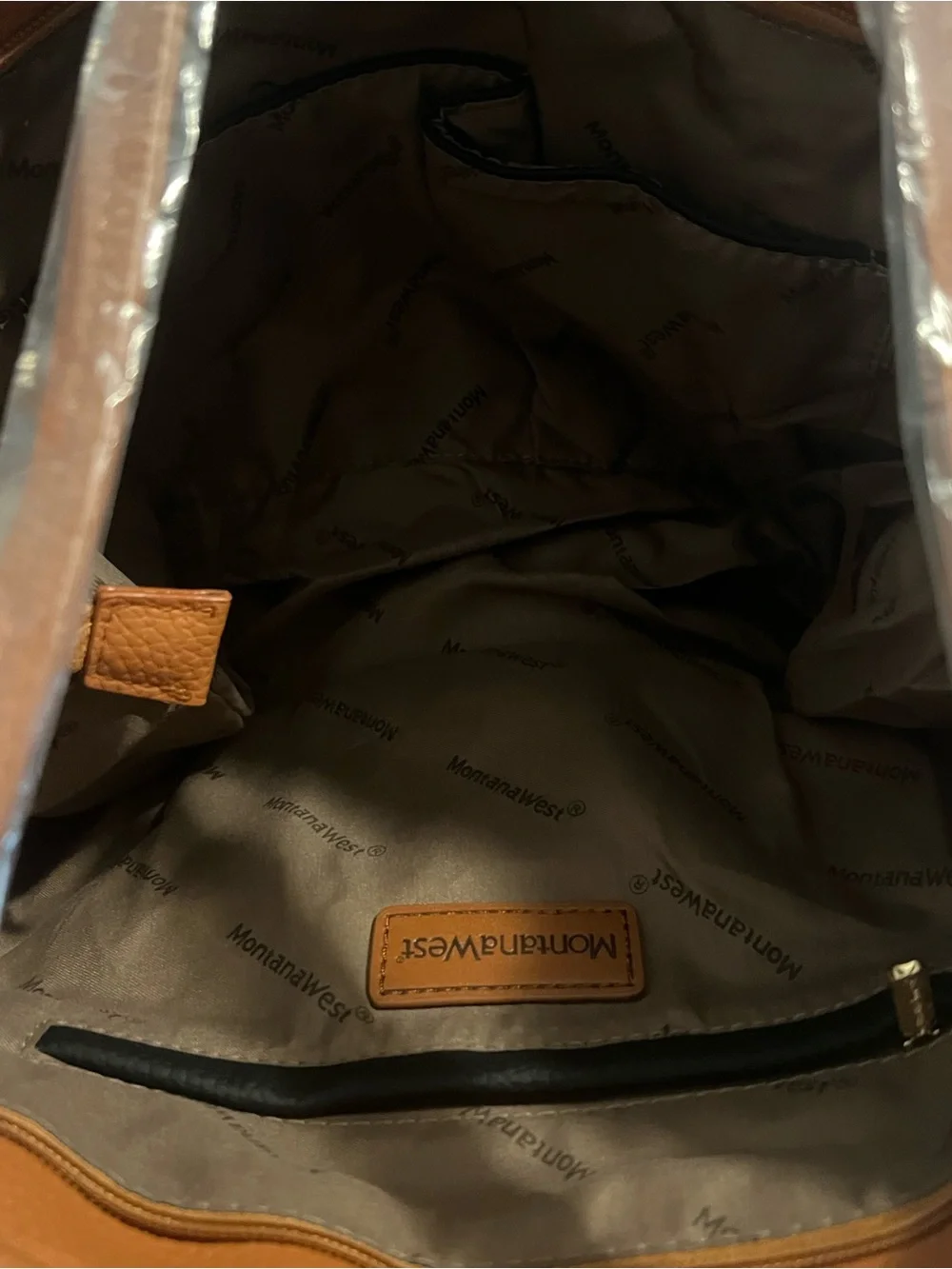 Montana West Black Tote with Brown Trim and Strap